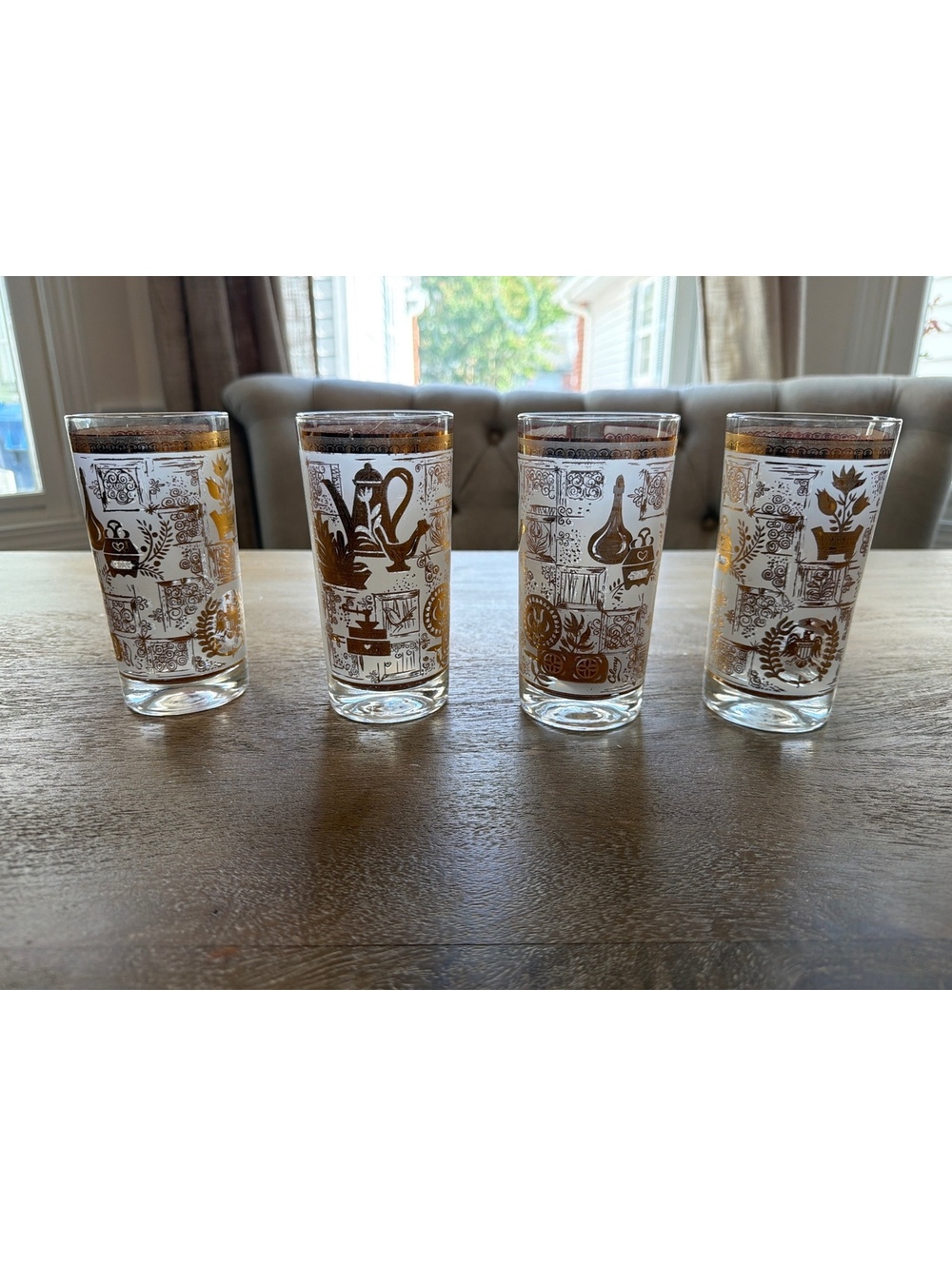 4 Hazel Atlas Colony Americana Vintage Gold Highball Glass Replacement 1960s